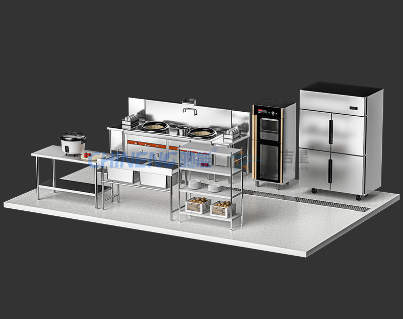 小型中餐厅中餐厅厨房工程套餐3d效果图