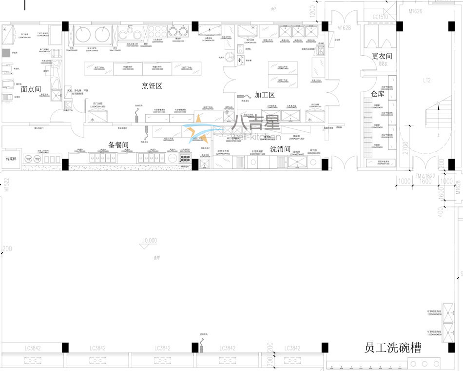 廣州新萊福食堂廚房工程設計圖